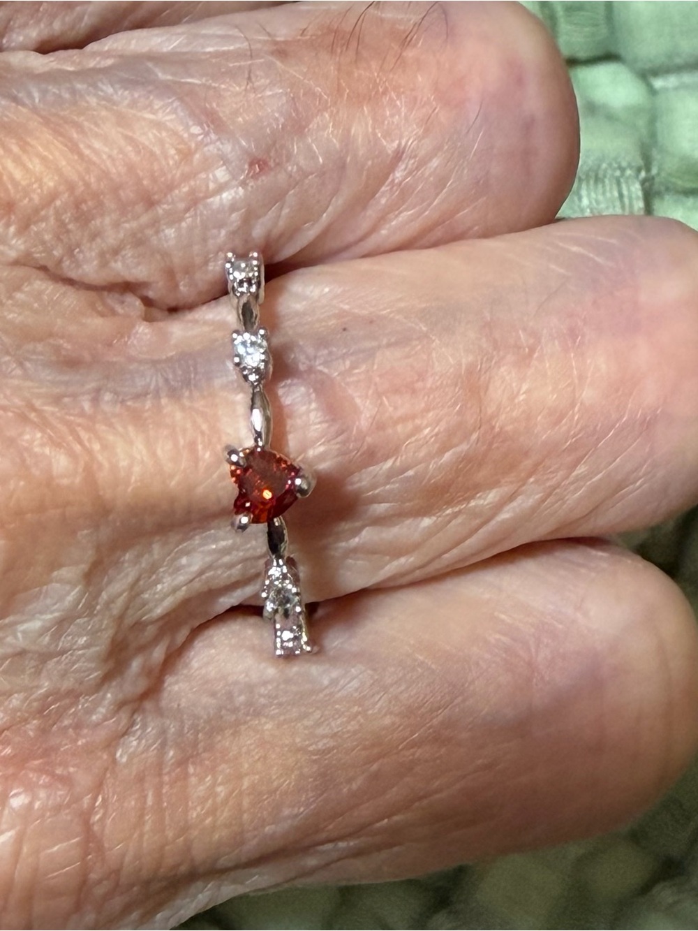 Red Heart Crystal Silver Tone Ring Size 9 New